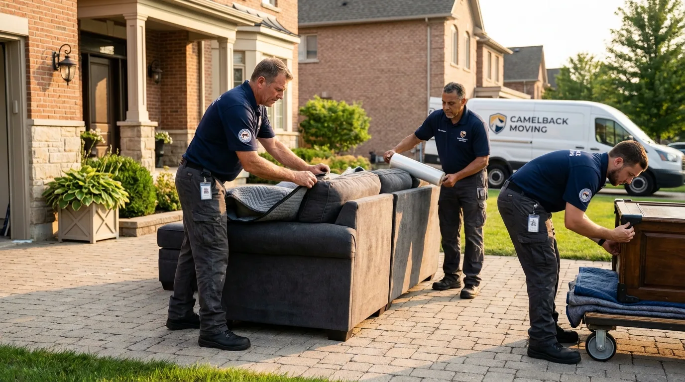 Large estate moving crew wrapping furniture in Freeport, FL