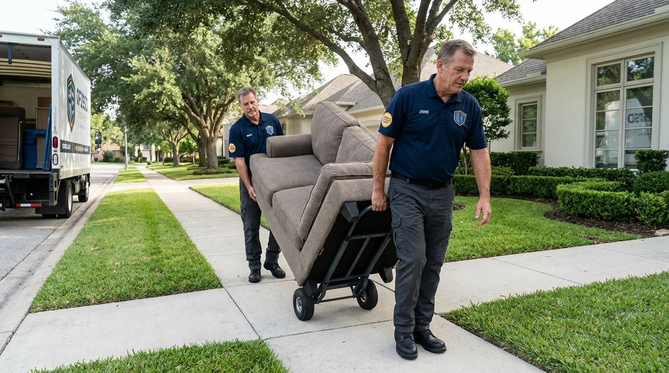 Local residential moving crew loading furniture in Freeport, FL